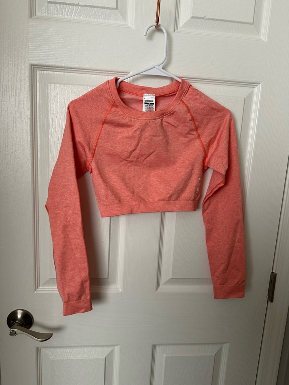 Gymshark Coral Heather Long Sleeve Crop Top